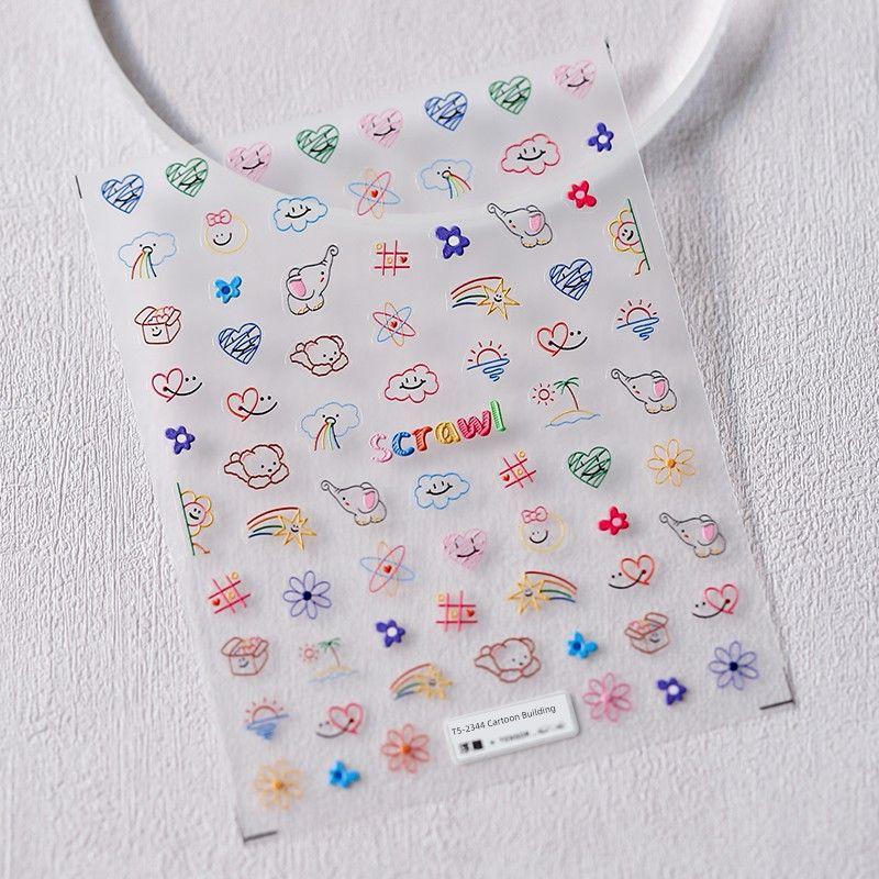 

Qiji Line Cartoon Painted Three-Dimensional Relief Nail Stickers Waterproof Nail Sticker Decorative Decals Ornament 2344 2 TS-2344 cartoon painting (three-dimensional)