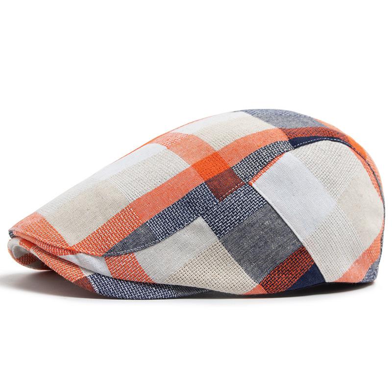 Boina de Cuadros Transpirable para Mujer Gorra Juvenil Vintage Británica para Hombre Primavera Verano Otoño Sombrero Casual de Pintor Hacia Adelante