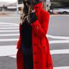 Cappotto Lungo di Lana Monocolore con Bottoni Autunnale Caldo Collo Alto Cappotto da Donna Moda Signore Collo Alto Tasca Cintura Trench