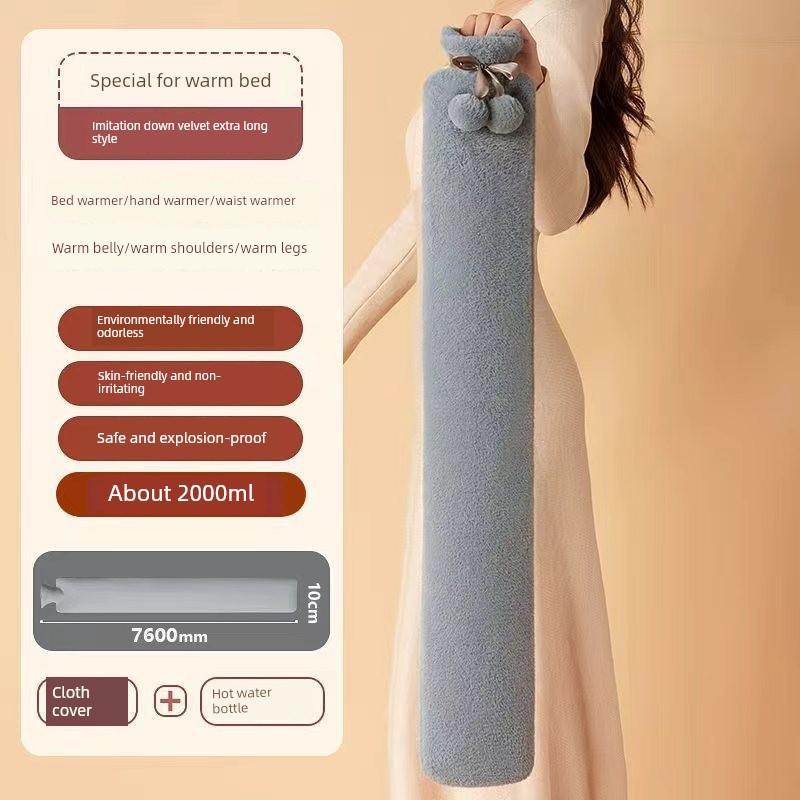 Long Large Hot Water Bottle for Bed Use, Extra-Long Version, Warm Compress, Water-Filled, Thickened, Explosion-Proof, Hand Warmer, Hot Water Bag