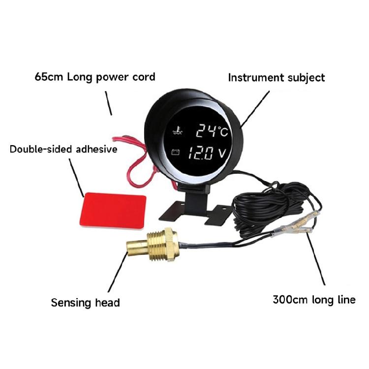 2in1 Vehicles Digital Gauge 12/24V Universal Truck Car LED Voltmeter