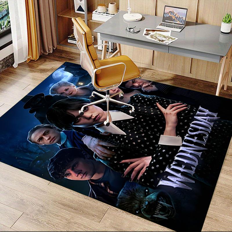1pc Wednesday Addams Mystery Carpet for Playroom Bedroom Living Room Sofa Home Decor,kids Game Area Rug Non-slip Floor Mat Y82682