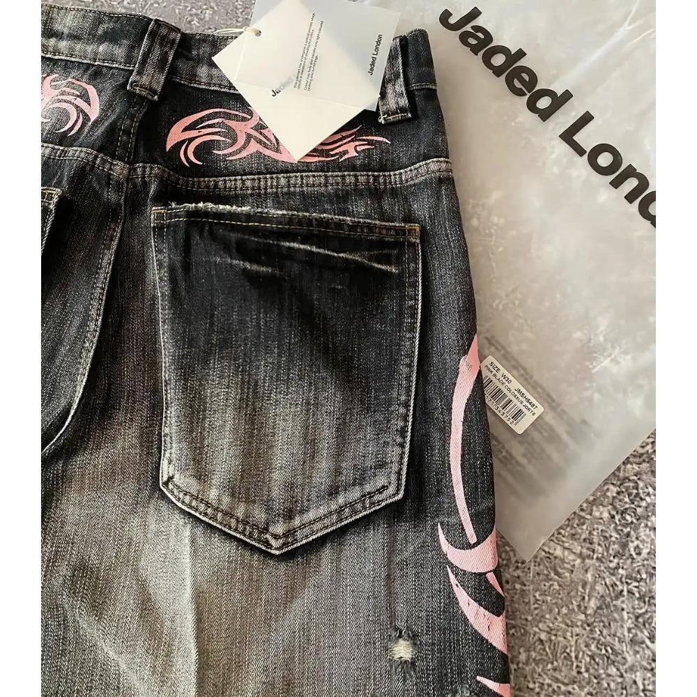 LUXEON Streetwear Y2K Popular Denim Shorts Tassels Design Vintage Shorts Man Hip Hop Fashion Harajuku Punk High Waist Wide Leg Pants