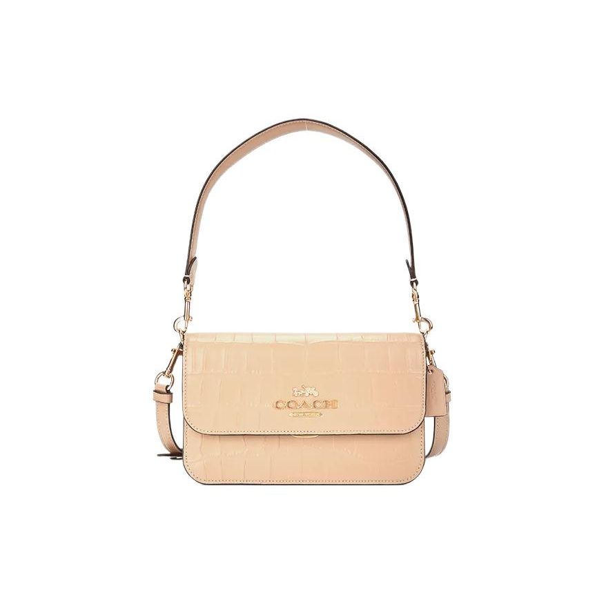 

Coach Croc Embossed Shoulder Bag, Cream Leather Gold Horse Carriage Logo, Women s Daily Party Travel Convertible Crossbody Handbag CN061-IMTAU Basic Set (Bag+Dust Bag)
