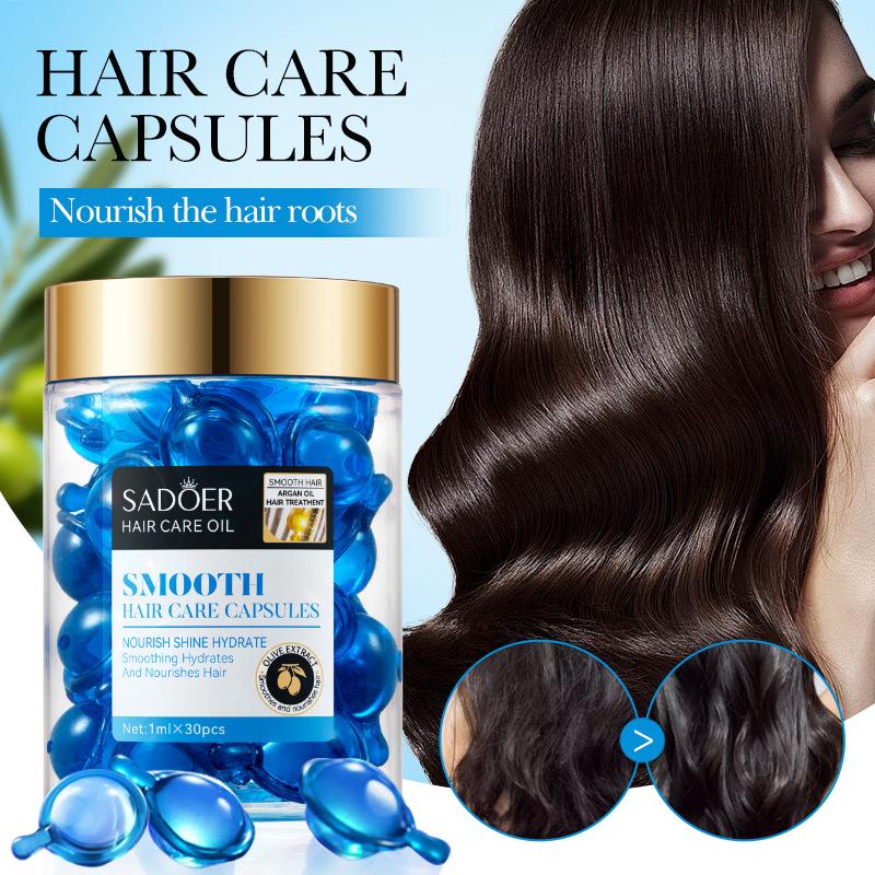 Lot de 30 capsules de soins capillaires à l'huile de noix pour améliorer les frisottis et hydrater le cuir chevelu