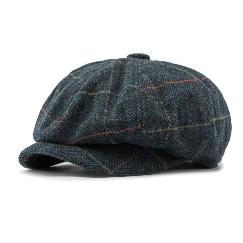 British Newsboy Caps Men Retro Octagonal Hat Women Autumn Winter Detective Cabbie Beret Hat Herringbone Tweed Driver Flat Cap