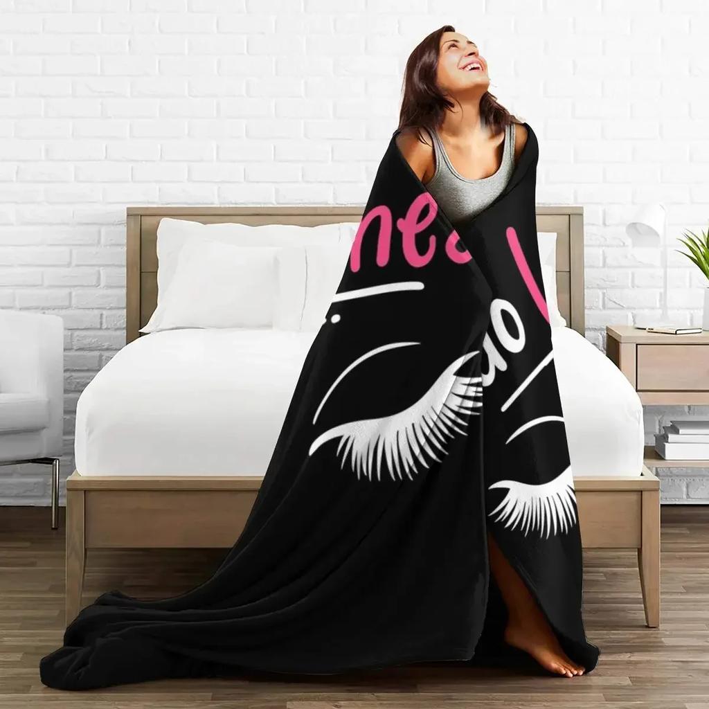 Lashes Eyelash Lash Artists Cosmetics Blanket Soft Warm Flannel Throw Blanket Cover for Bed Living Room Picnic Travel Home Sofa
