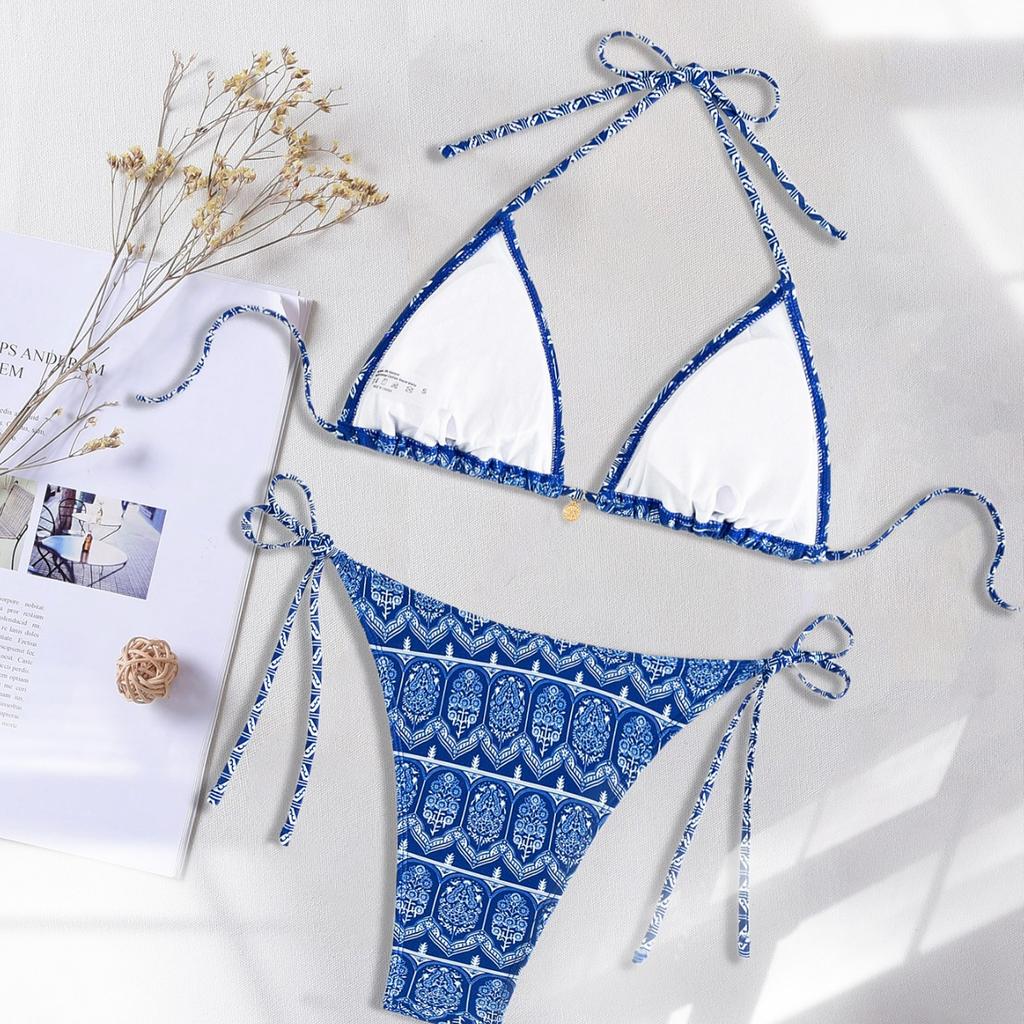 Printed Tie Side Sexy Two Piece Bikini Swimsuit Elegant Fashion For Beach Vacation