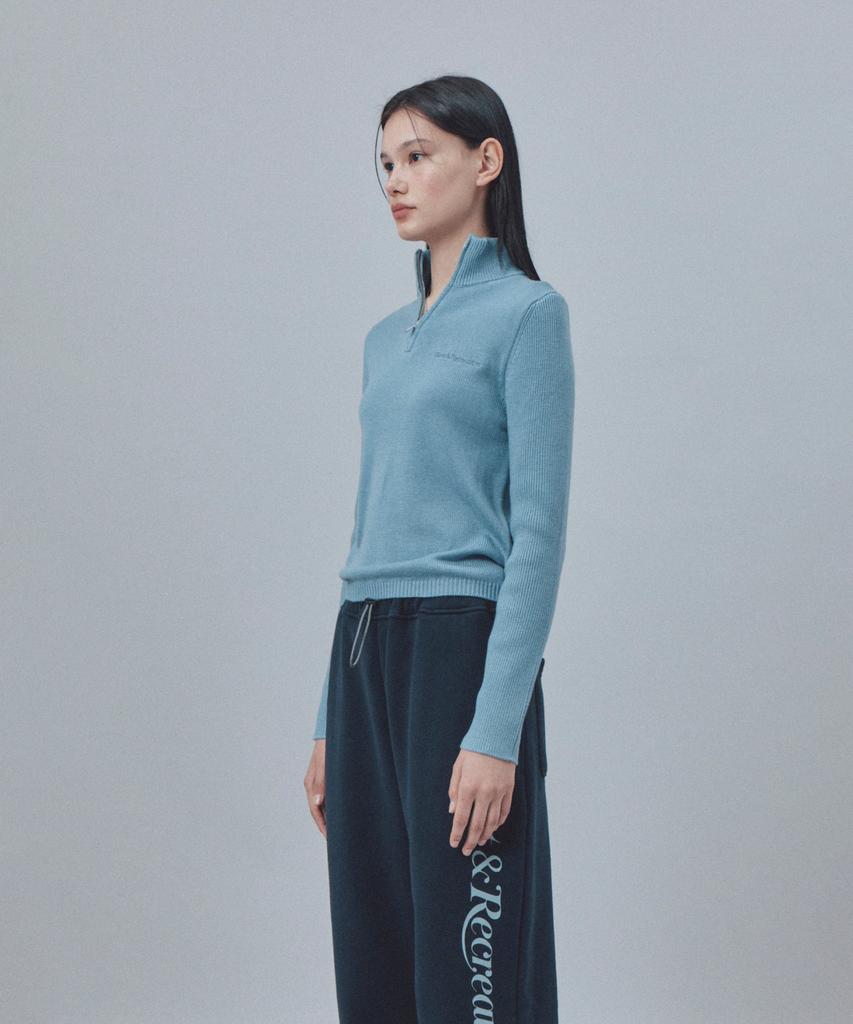 REST&RECREATION Slim Fit Half Zip-Up Knit - Light Blue