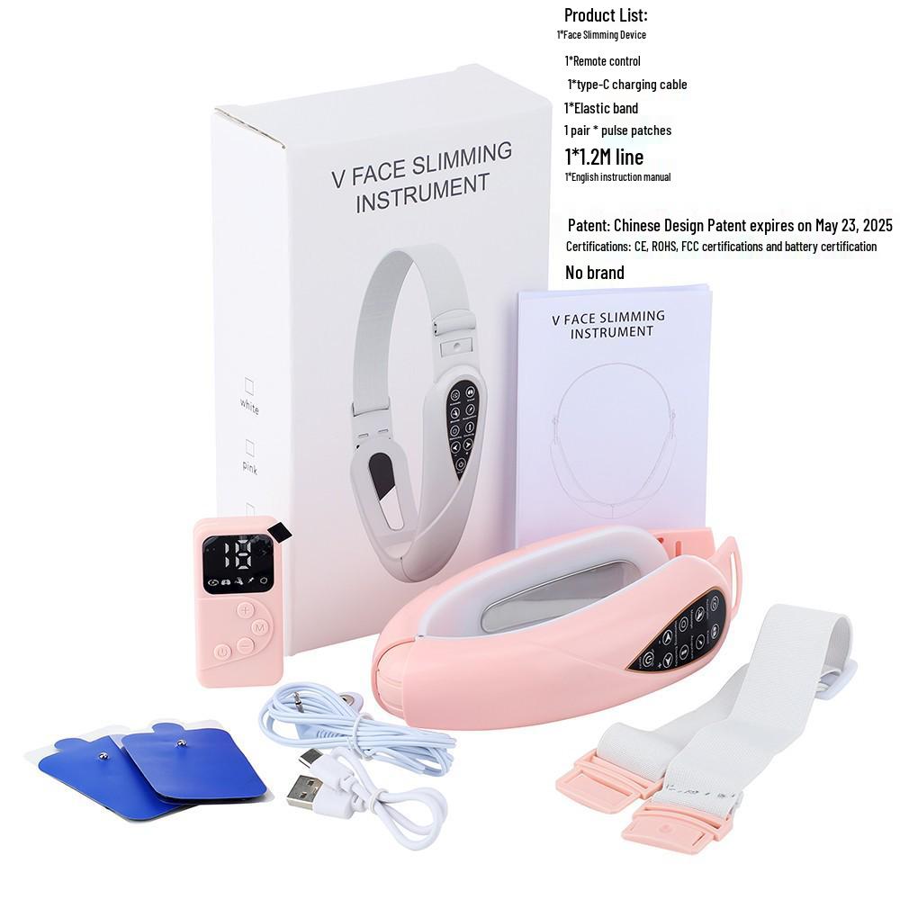 EMS V-Face Microcurrent Pulse Massager with Remote Control and Color Light - Five Modes for Firming and Lifting