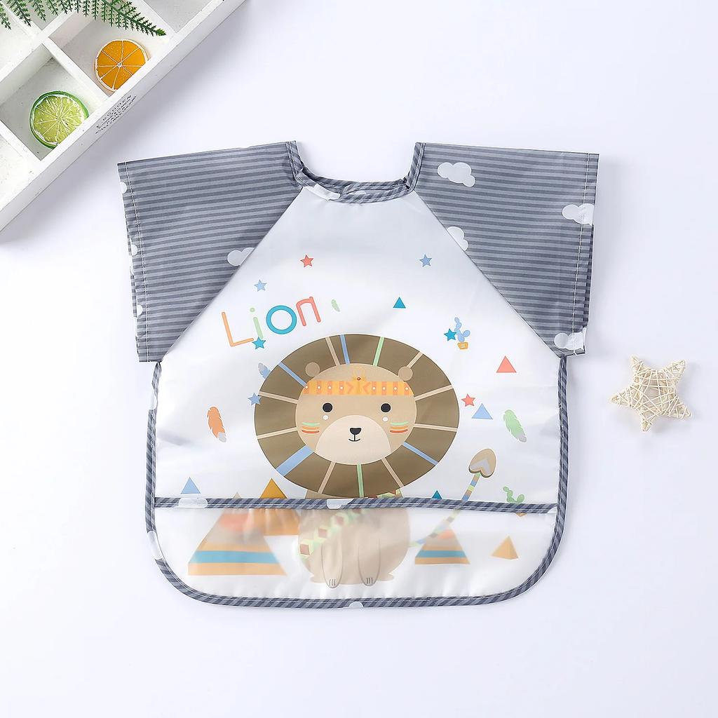0-3Y Baby Burp Clothes Waterproof Eating Smock Infant Toddler Baby Cartoon Sleeveless Art Apron Animal Smock Soft Baby Bib