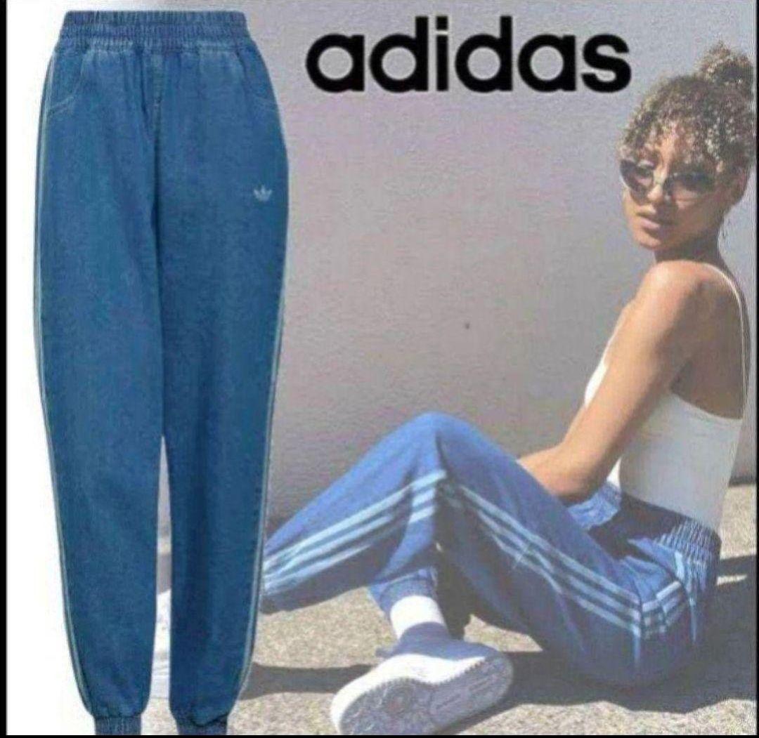 

[Б/У] Спортивные брюки Adidas из светло-синего денима, размер S