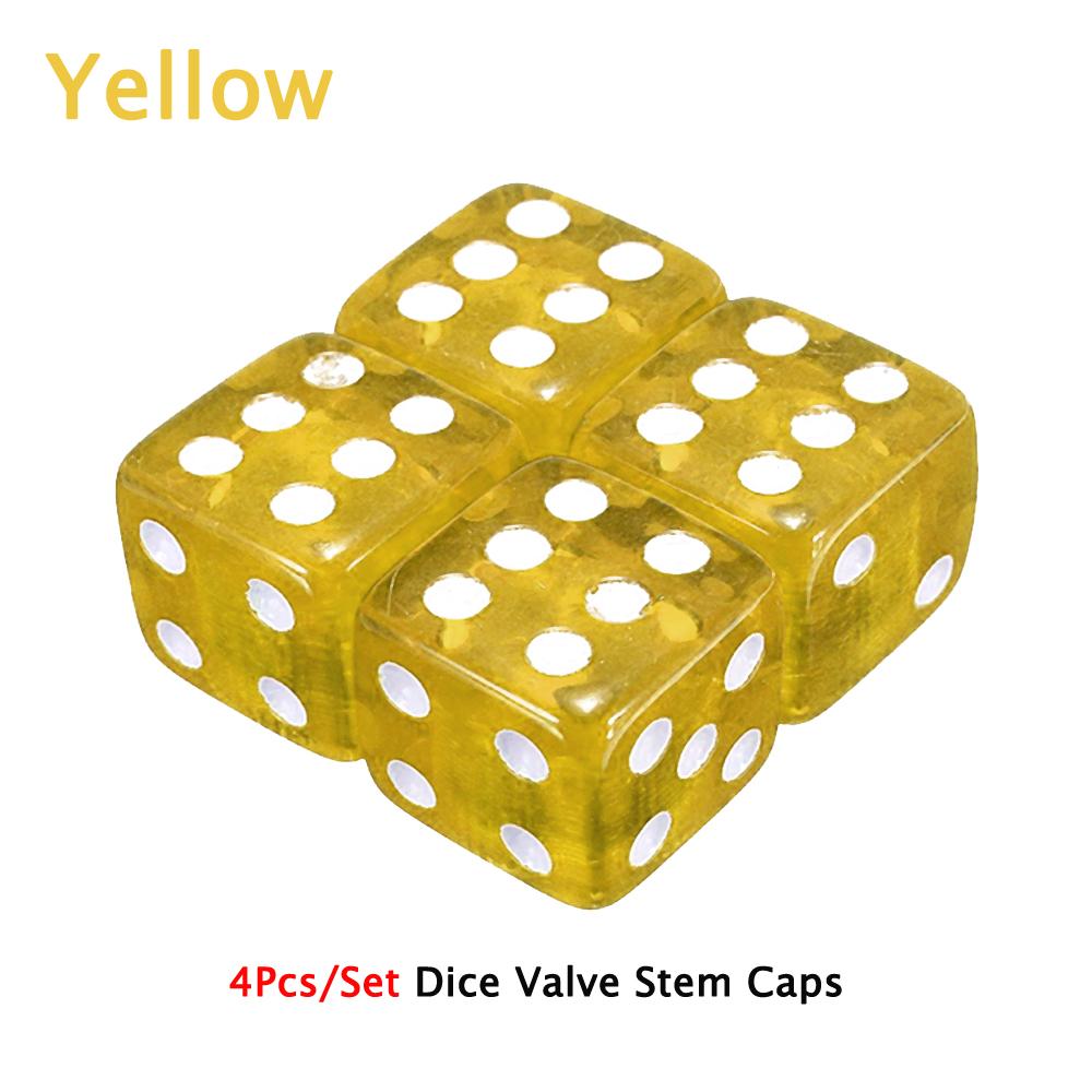 DSYCAR 4Pcs Plastic Wheel Stem Tyre Air Valve Dustproof Cap Gold Dice Tire Tyre Valve Caps Bike Auto Truck Tire Valve Dust Cap жёлтый