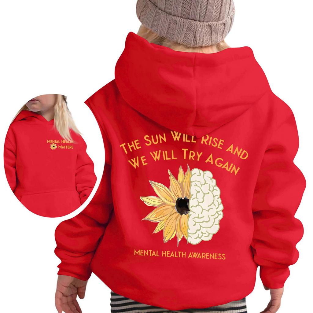 Children's Pullover Sweatshirt Long Sleeve Casual Hoodie Comfortable Loose Lightweight Pullover