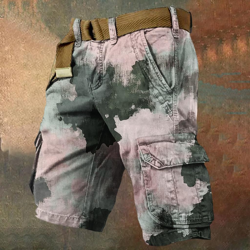 Men's Summer Loose Casual Camouflage Work Shorts, Large-sized Multi-pocket Mid-length Pants Without A Belt