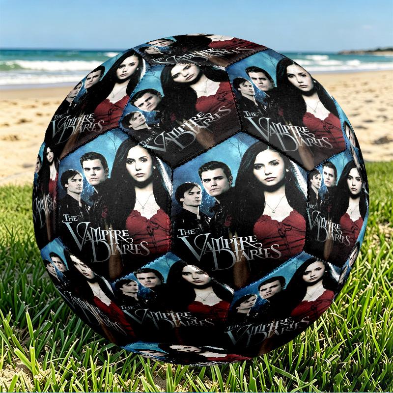 The Vampire Diaries Print Size 5 Soccer Ball, PU Wear Resistant Football for Match Training and Daily Practice, Birthday Gift for Soccer Fans