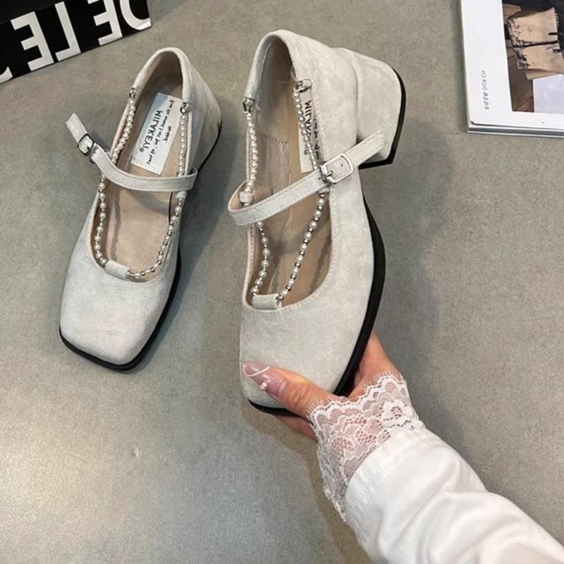 

Модная Однотонная Обувь Весна Новая Квадратный Носок Леопардовый Принт Замша Мелкий Вырез Бусины Одна Линия Пряжка Нескользящие Высокие Каблуки 40