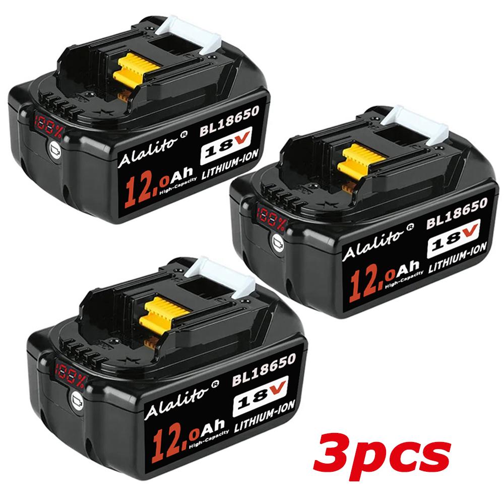 For Makita 18V Battery 12.0Ah 18650 Lithium Ion Replacement BL1860B BL1860 BL1850 Rechargeable Power Tool Battery DDF486 DF488