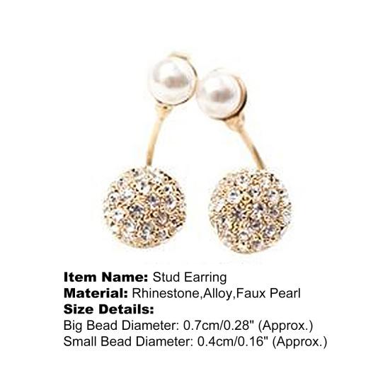 1Pair Ear Studs Faux Pearl Decor Jewelry Alloy Women Front Back Stud Earrings for Birthday Party