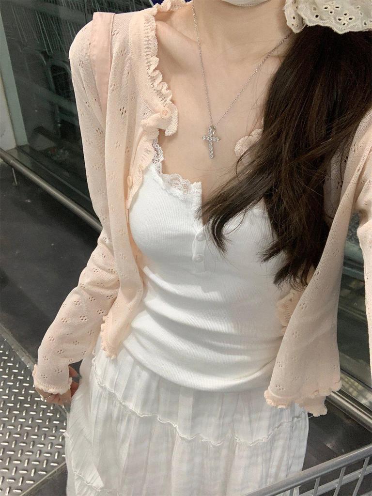 Ice Silk Thin Knitted Summer Cardigan with Long Sleeves and Sun Protection
