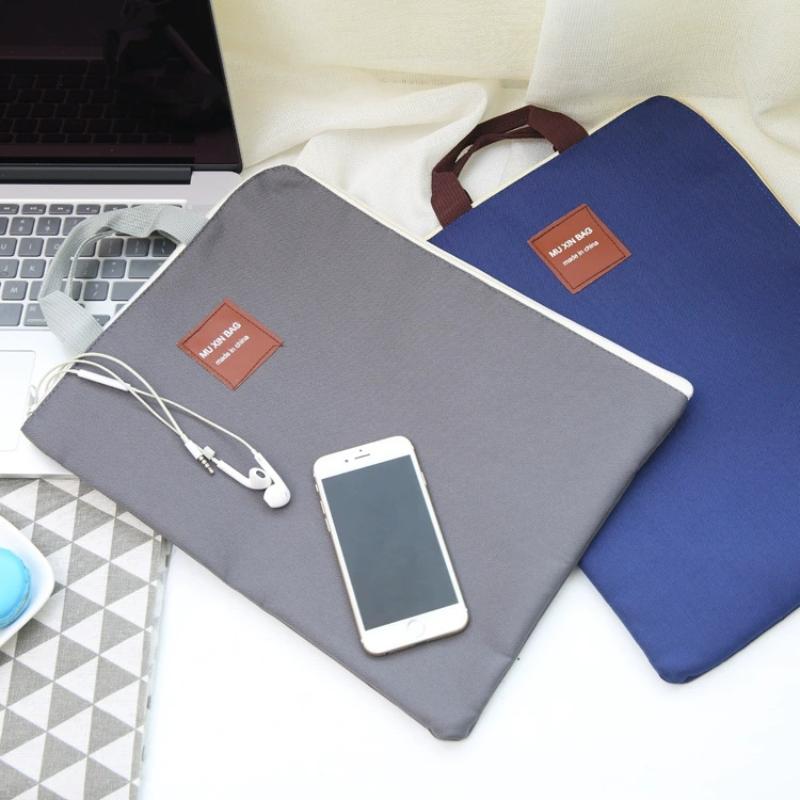 A4 Oxford Canvas File Bag Multi Layer Handheld Briefcase Storage Organizer for Office School Supplies Student Teacher