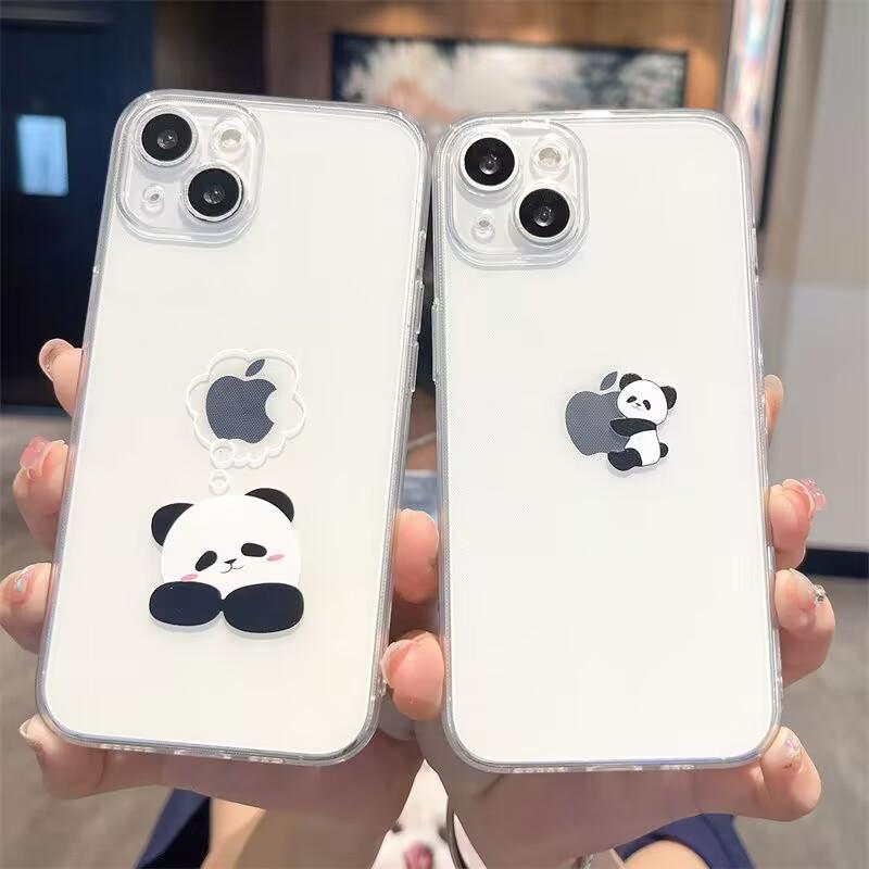 Funny Cute China Panda Clear Phone Case For iPhone16 15 14 13 12 11 Pro MAX Shockproof Covers
