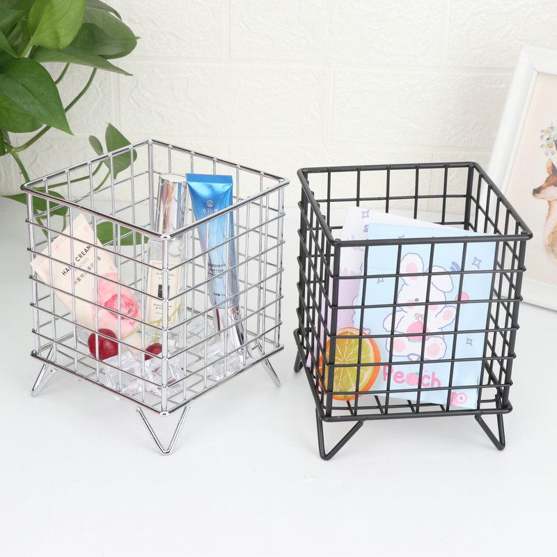 Nordic Wrought Iron Desktop Storage Basket - Cosmetic Organizer Rack