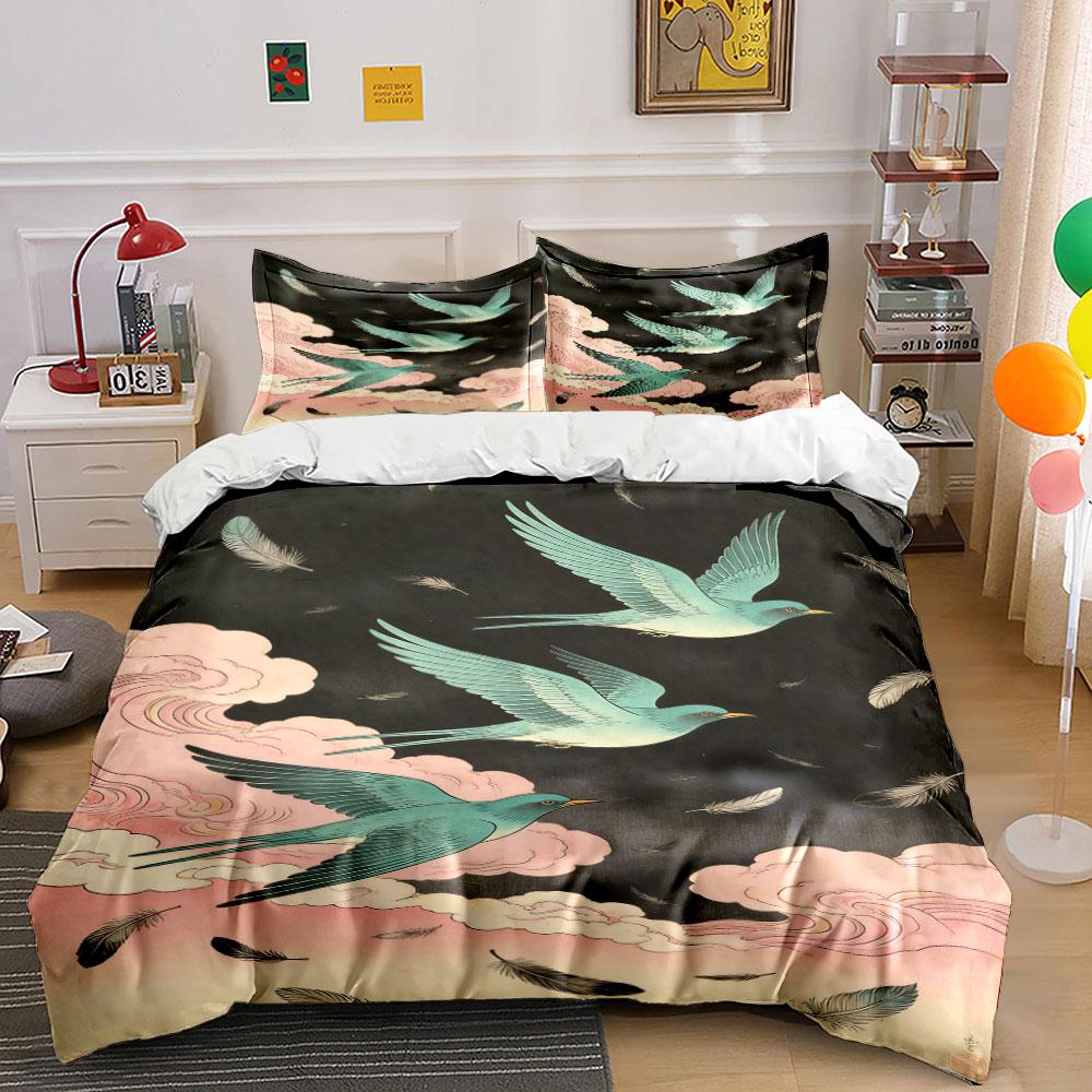 Flying birds and clouds. Bedding sets Duvet cover sets Duvet covers Pillowcases(1 * Duvet Cover 2 * Pillowcases without duvet insert) 135x200cm