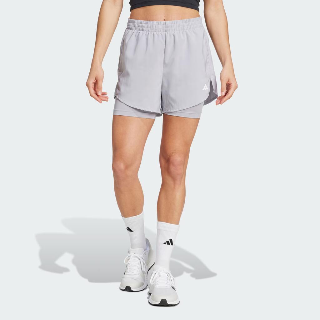 Adidas Aeroready M4T Minimal Solid Logo Quick-Dry Two-In-One Three-Quarter Casual Shorts Women shorts Honor-Grey IX1008