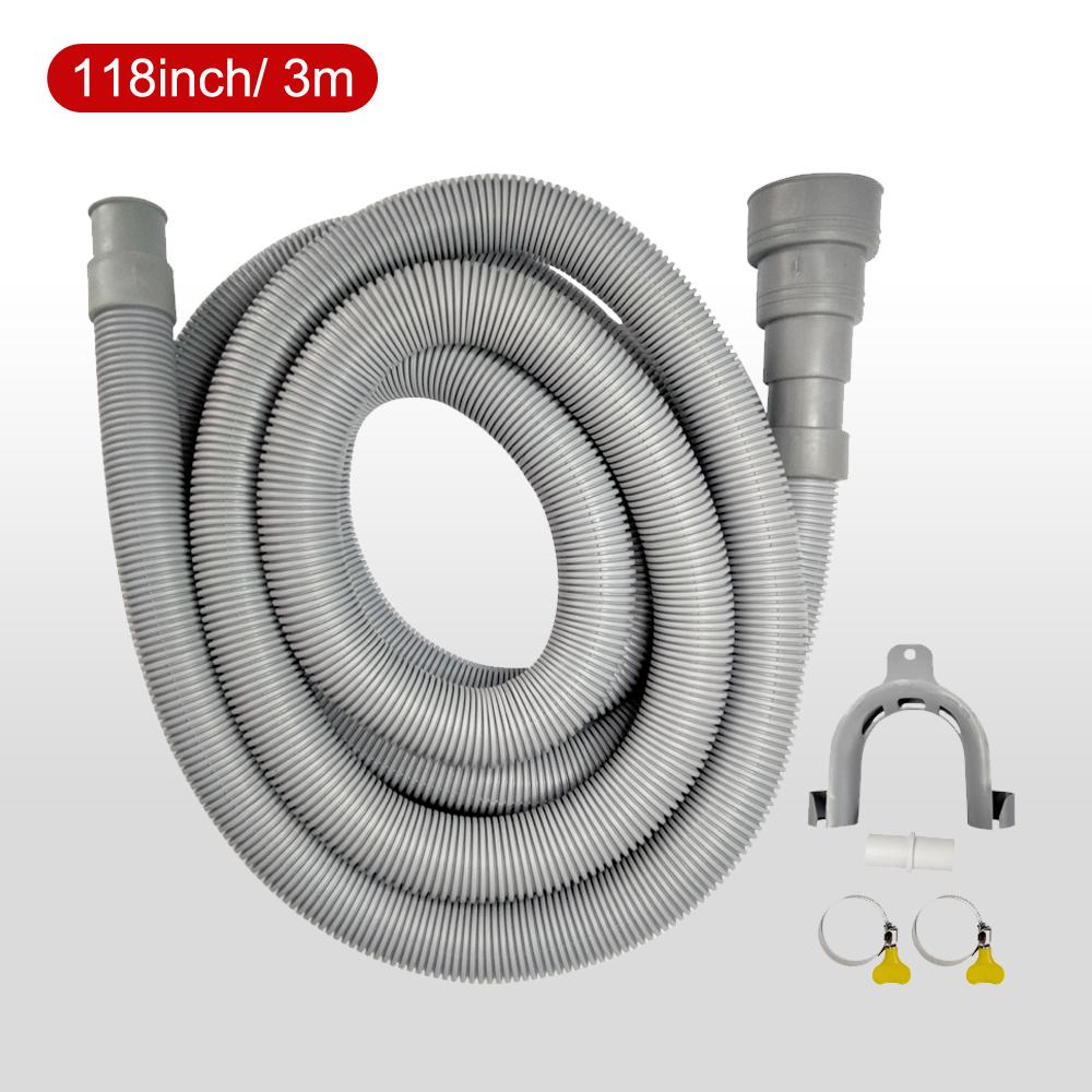 1pc Washing Machine And Dishwasher Drain Pipe Kit, Including Flexible Corrugated Pipe, Extension Adapter And Hose Clamp Outlet Hose-3M