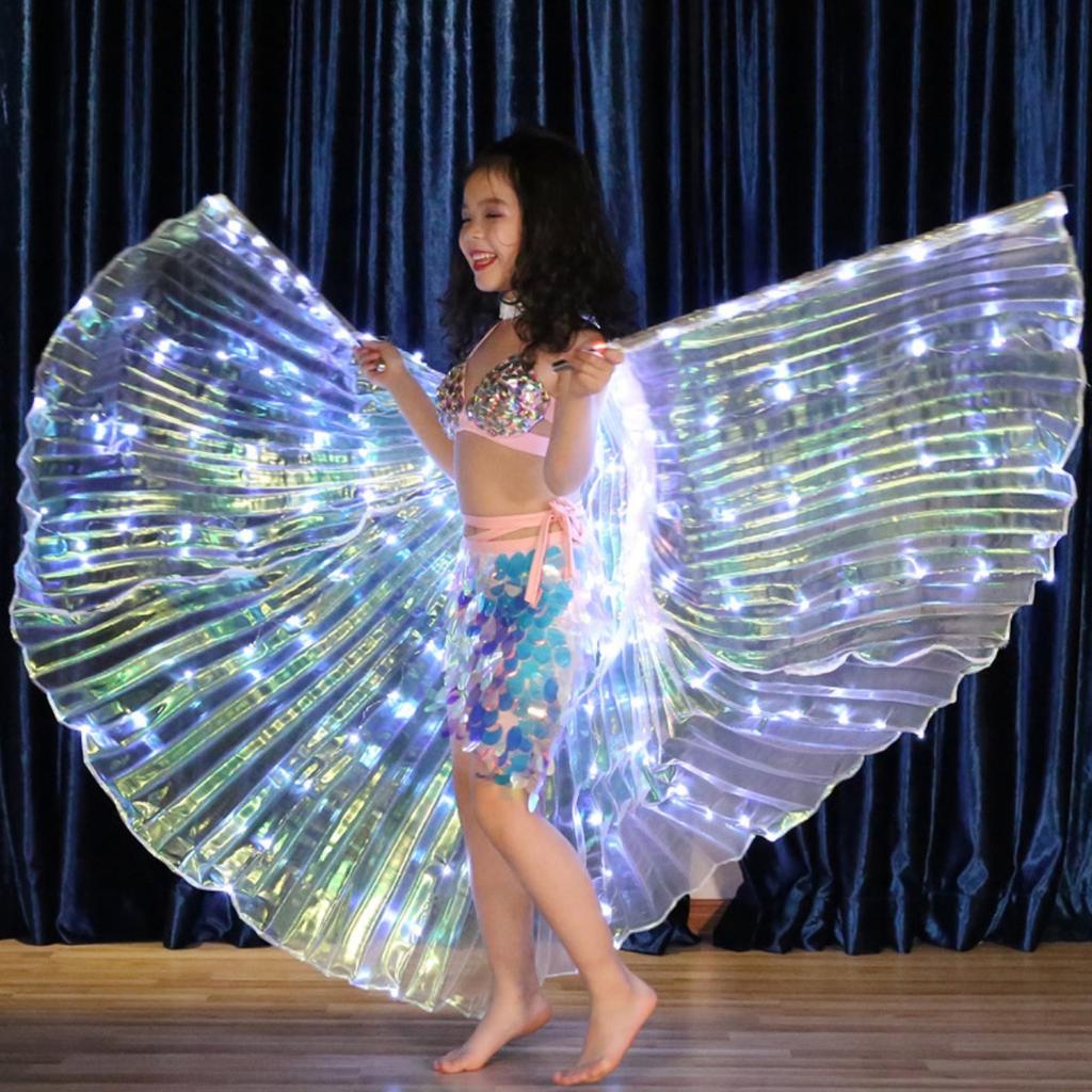 LED Isis Wings Colorful LED Butterfly Wings with Telescopic Sticks Glowing Light Up Costume Performance Clothing for Stage