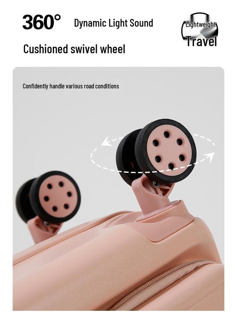 Large Capacity Front Opening Multifunctional Carry-On Trolley: Scratch & Wear-Resistant Travel Suitcase