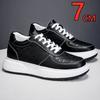 White Leather Sneakers with Thick Soles Elevator Men Shoes Outdoor Men Formal Shoes 7CM Invisible Inner Height Increasing Sports