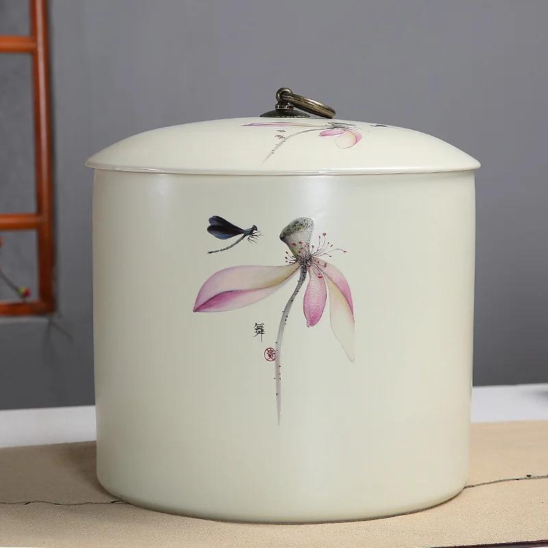 Retro Chinese Ceramic Tea Jar Household Sealed Tea Storage Jar Facial Mask Powder Can Used for Storing Kitchen Spices