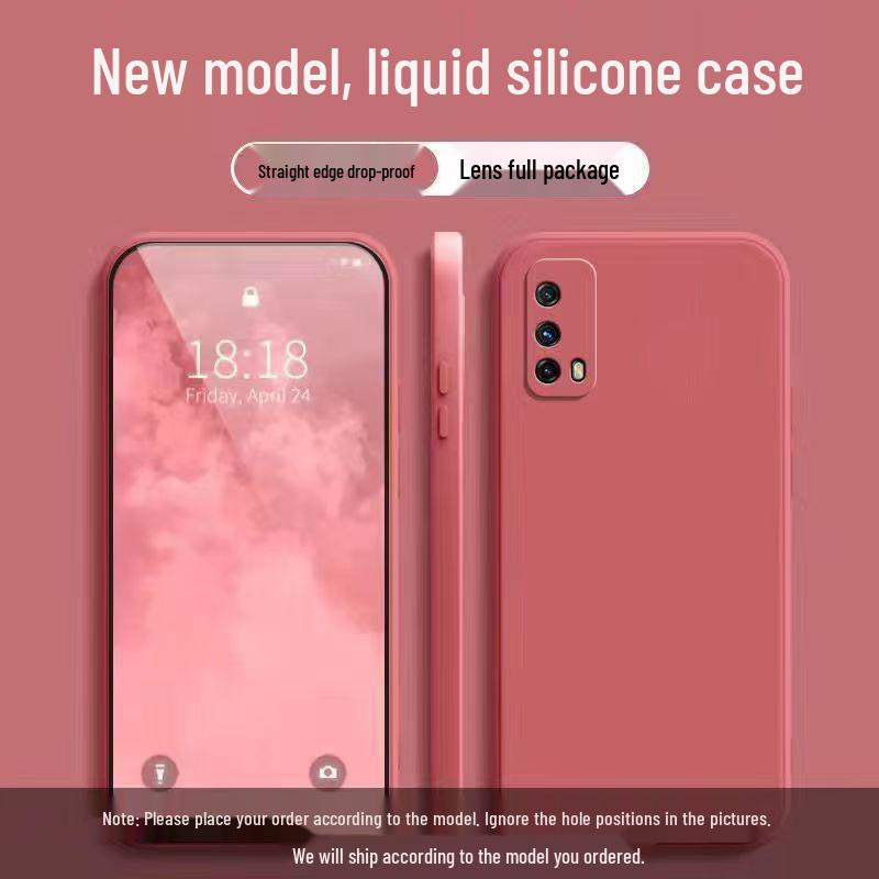 iQOO Z1x Liquid Case: Simple Solid Color, Drop-Proof, Soft, and Personalized Straight Edge Design.