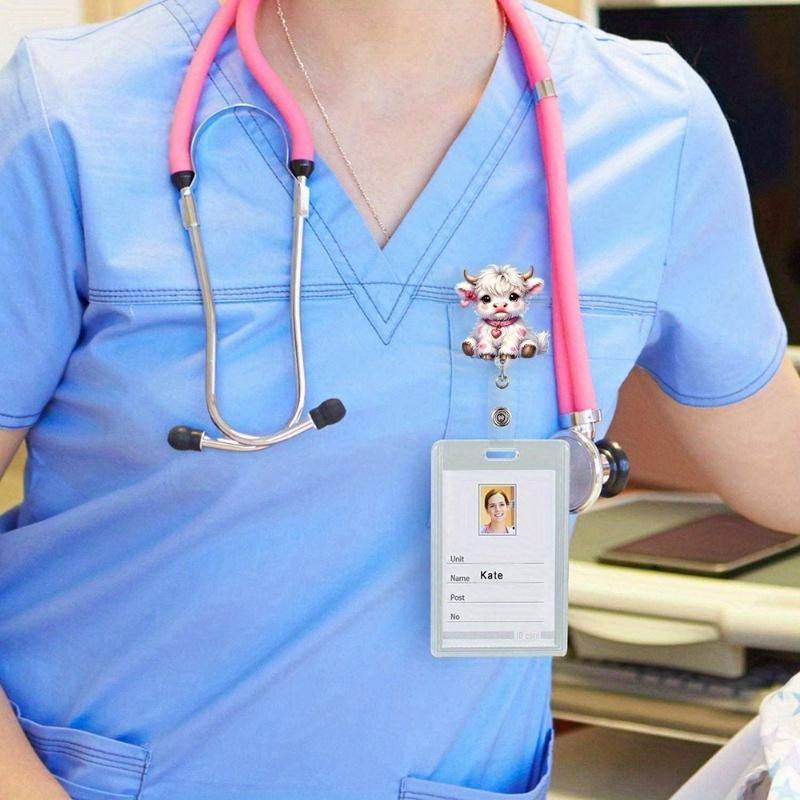 2D fashionable badge reel, cute extendable ID clip for school, hospital, office, and medical staff.