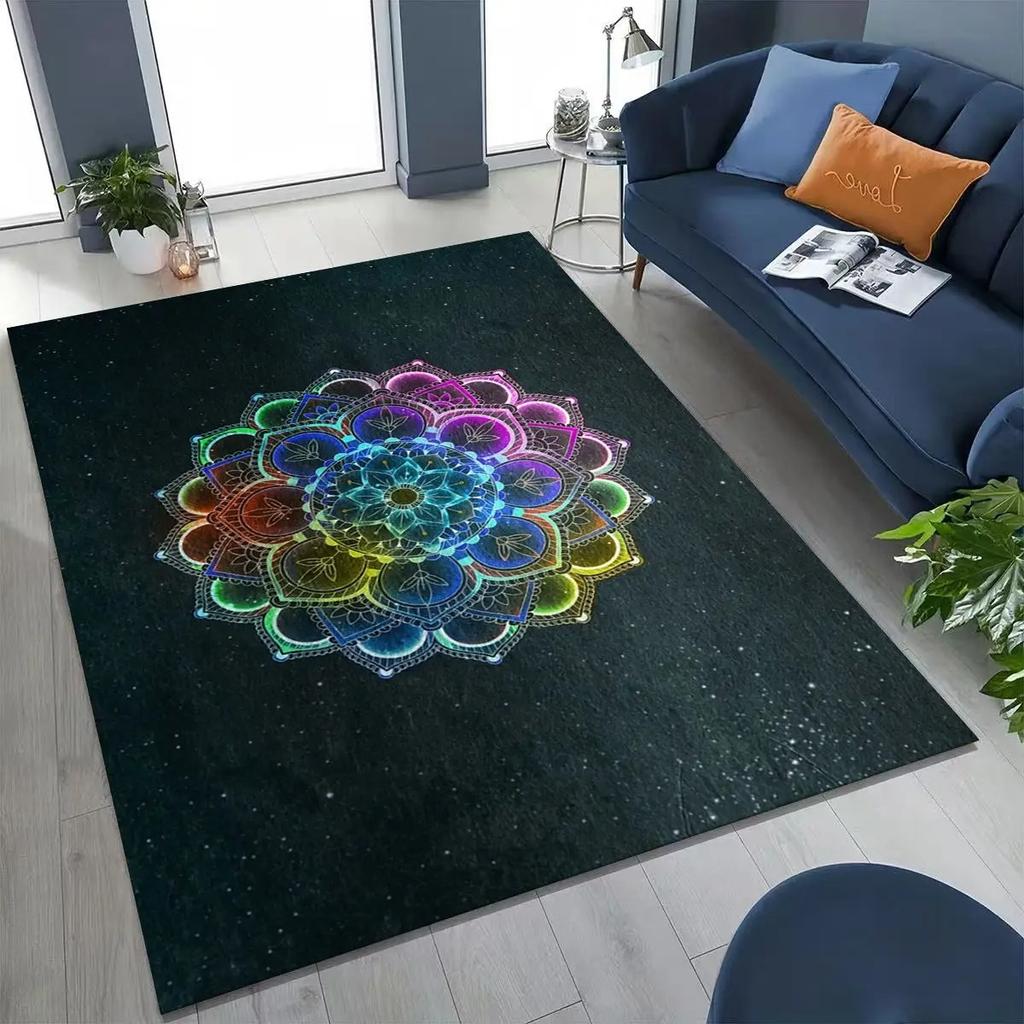 Spiritual Meditation Carpet Bohemian Yoga Energy Center Carpet Yoga Mat Children's Non-slip Carpet for Living Room and Bedroom