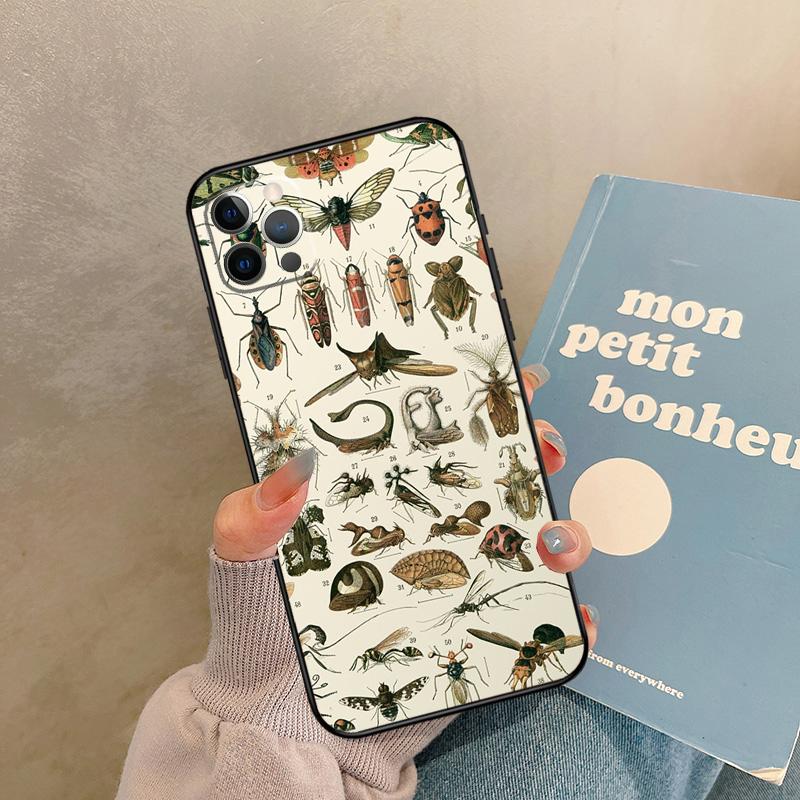 Moths Insects Botanical Butterflies Case For iPhone 17 Air 13 16 15 11 12 14 Pro Max 13 Mini XR 15 16 Plus 16e Back Cover Shell