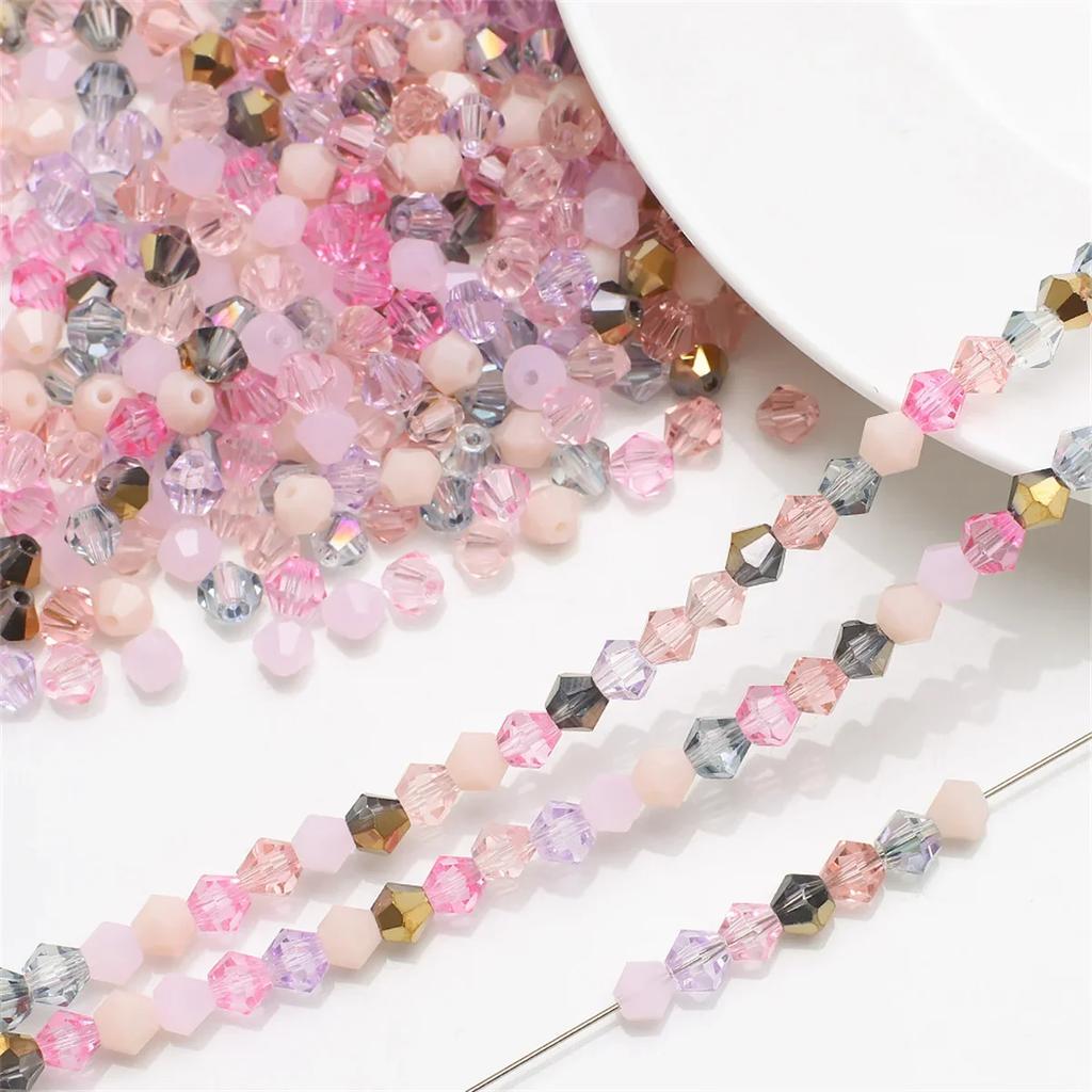 TX20 4mm 200pcs Series Irregular Color Series Faceted Glass Bead Handmade Bicone Beads Making Shiny DIY Bracelet Charm Necklace