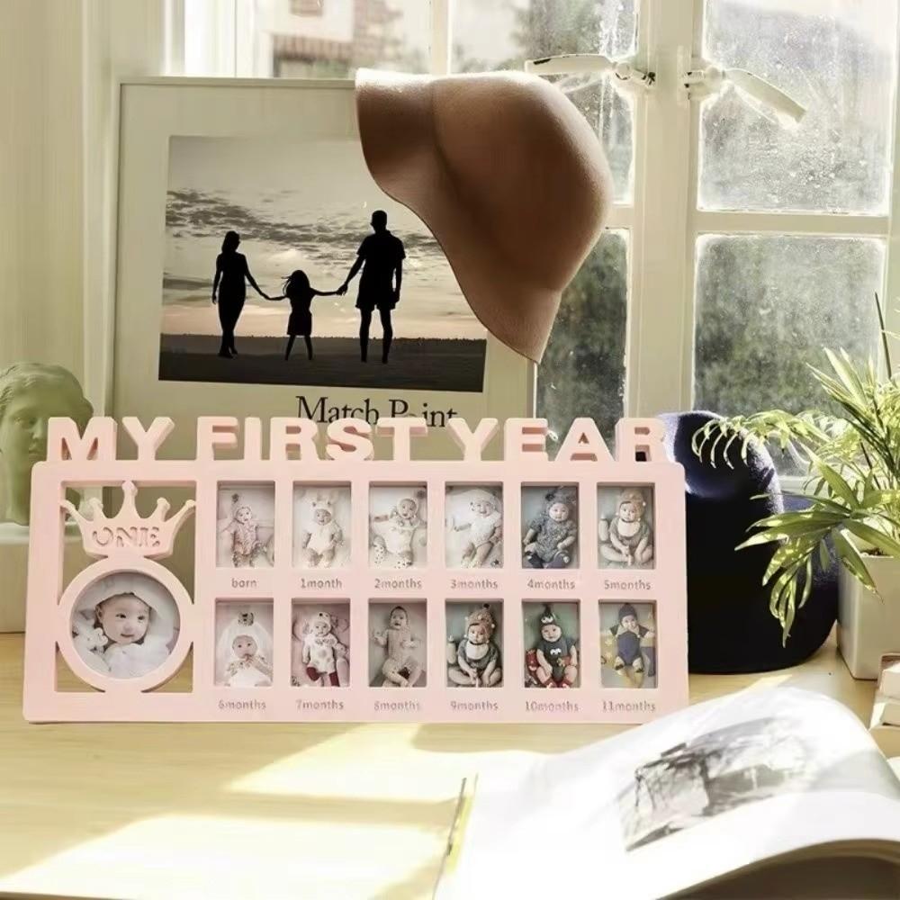 Newborn Souvenirs Plastic Baby Keepsake Frame First Year Rectangle Photo Frame Decorative Infant Growing Album Memory Gift
