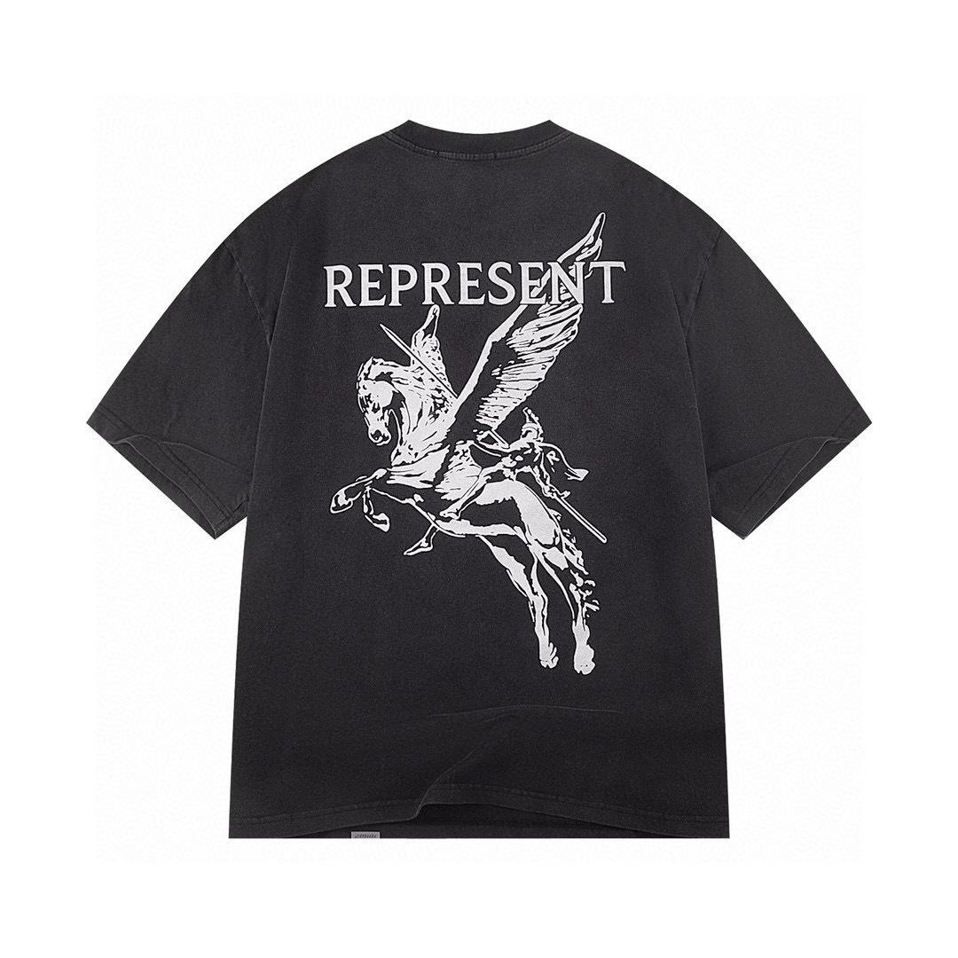 Summer Men s and Women s Represent Pegasus Front Pocket & Back Print Streetwear Tee S