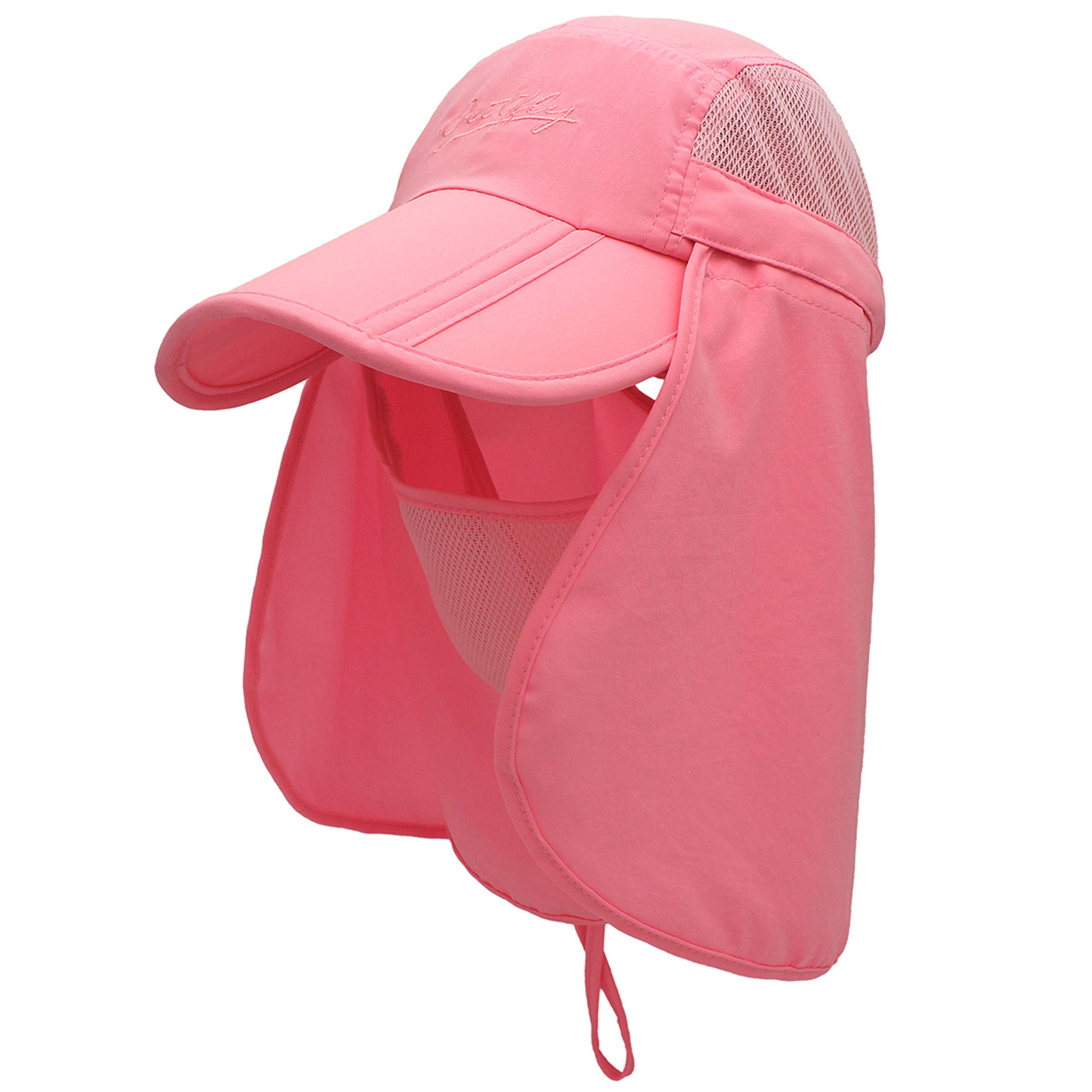 

Защита от солнца Защита от УФ-лучей для мужчин и для и фермерская сетка и полная защита до шеи шляпа, шляпа, 3-сторонняя, шляпа рыбака, женщины, рыбалка, розовый