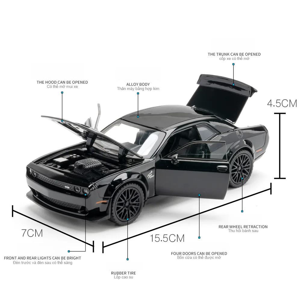Modellino in lega Dodge Challenger Hellcat Redeye Scala 1/32 Muscle Car con Suono e Luci Giocattolo per Bambini Collezionabili Regalo di Compleanno