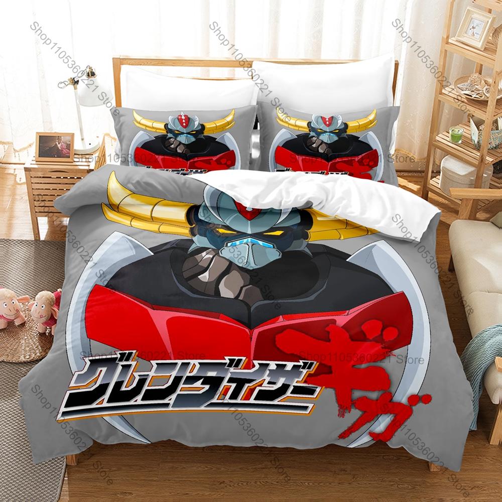 Cool Classic Robot Grendizer Bedding Set 3 Piece Duvet Cover Set Vintage Kpop Bed Linen for Bedroom Decor for Boys Bedroom Decor