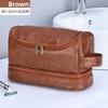Men Double Layer Travel Toiletry Bag With Waterproof Pu Material For Business And Outdoor Use