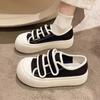 Ugly cute big head Velcro platform spring new white canvas shoes casual shoes