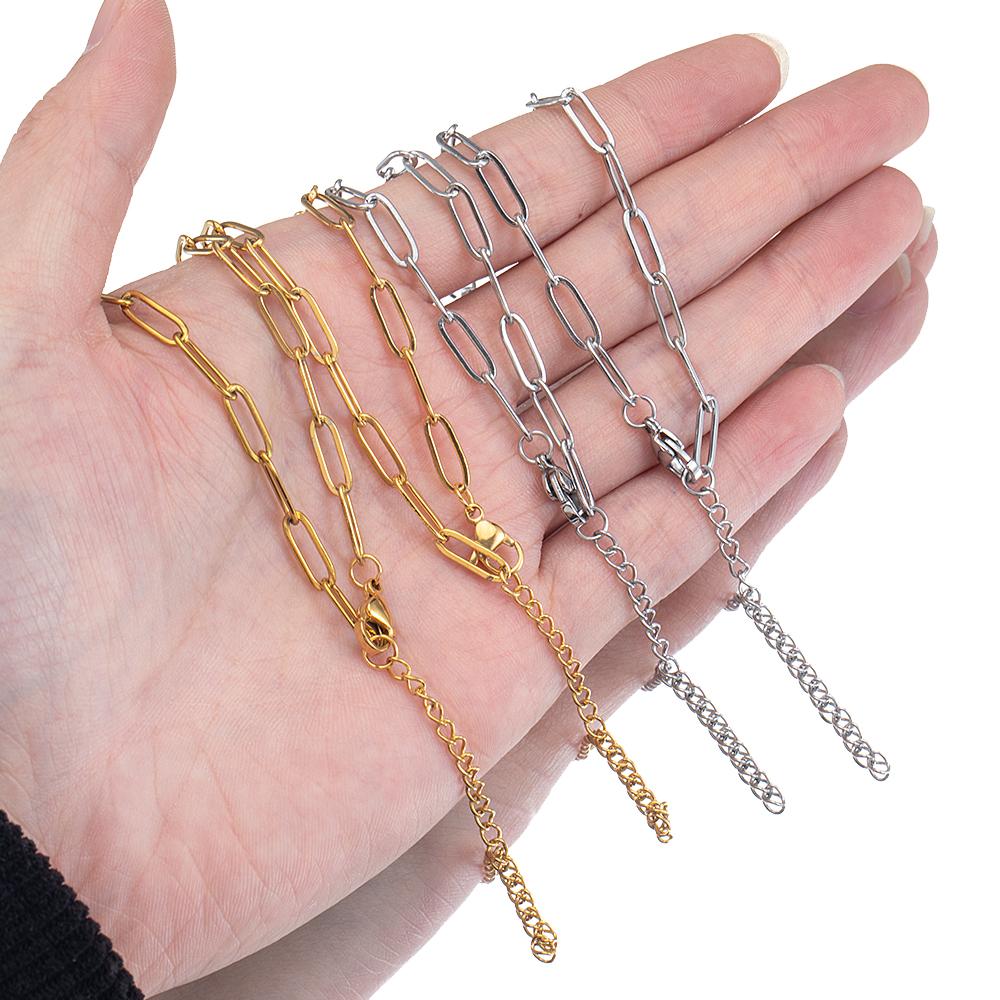 10pc 5pc Stainless Steel Semi-finished Bracelet Frame Chain with Adjustable EXtension Chain Lobster Clasp for DIY Jewelry Making