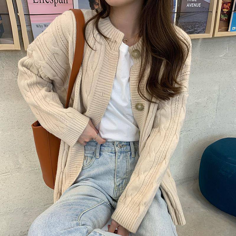 YYFS Women's Fashion Casual Fall Winter Solid Color Print Long Sleeve O-Neck Sweaters