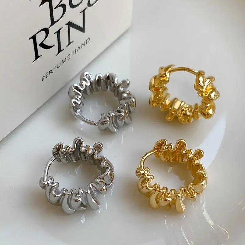 Irregular Wave Pleated Women's Earrings with Unique Personality, New Charm Jewelry Accessories