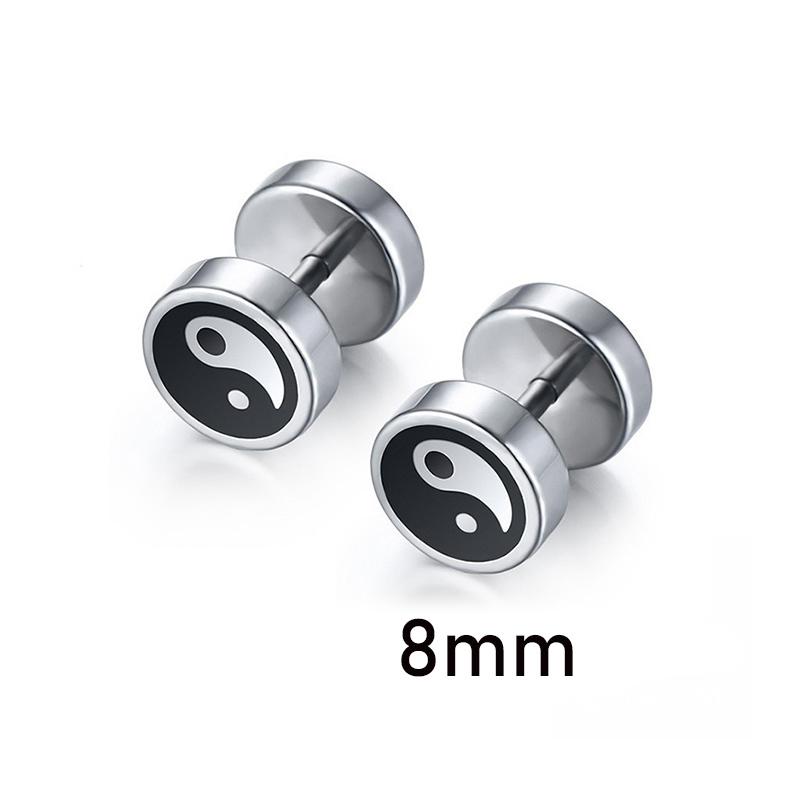 1 Pair Gothic Viking Rune Stud Earrings For Women/Men Stainless Steel Cubic Zirconia Rock Punk Piercing Jewelry